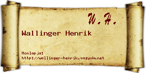 Wallinger Henrik névjegykártya